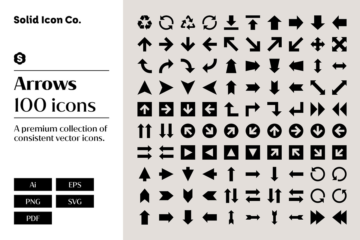 Arrows Icons, a Solid Icon by Solid Icon Co (Photo 1 of 6)