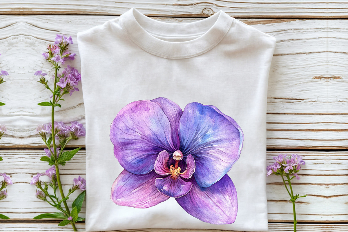 Watercolor Orchid Clipart, an Illustration by Rose Art (Photo 7 of 7)