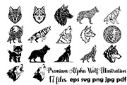 Premium Alpha Wolf Illustration, an Animal Illustration by Designer_Momina (Thumbnail 1 of 18)