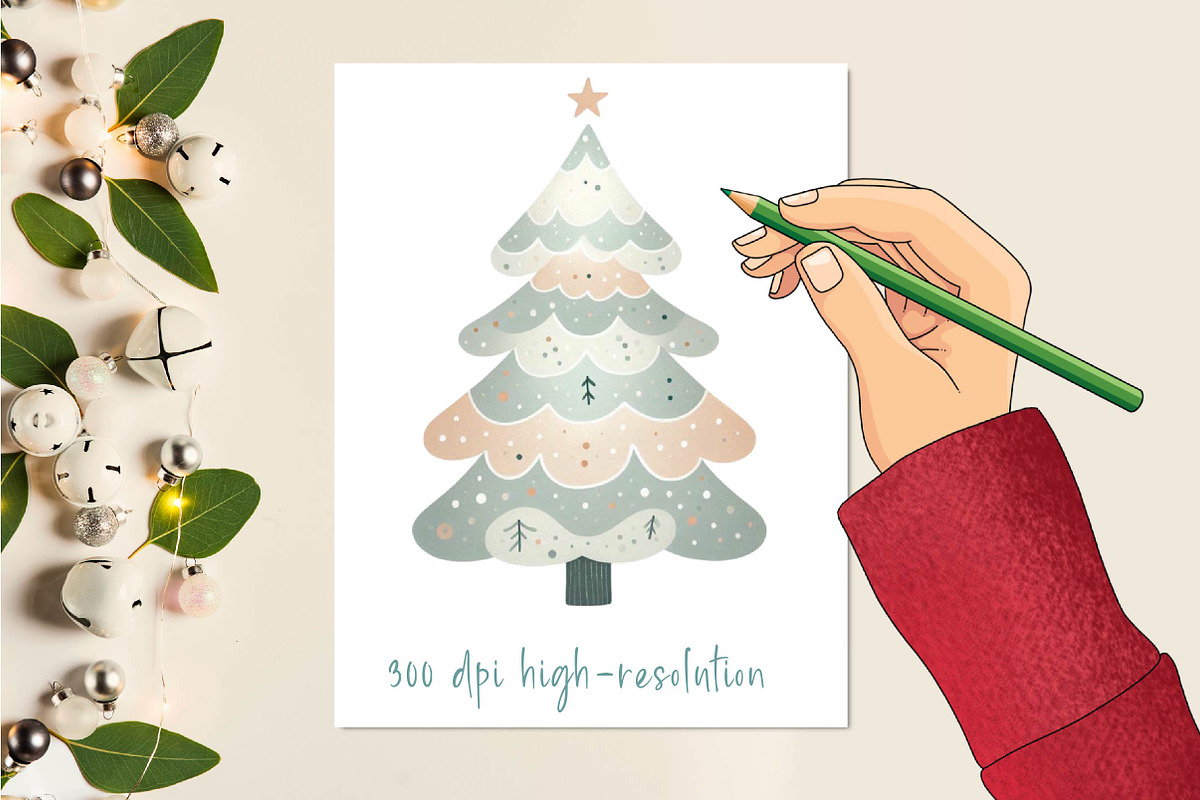 Nordic Christmas Tree Clipart, an Illustration by CreationArt (Photo 2 of 6)