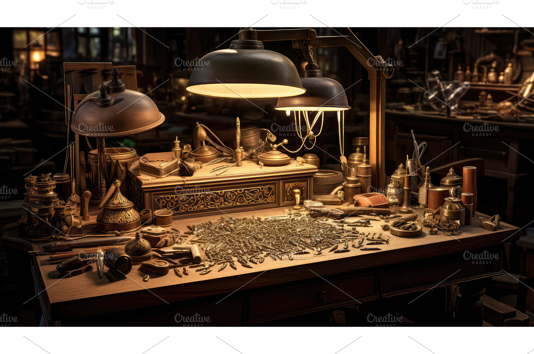 craftsmanship jeweler bench ai, a Business Photo by pikepicture