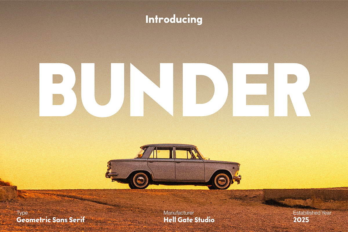 Bunder Geometric Sans Serif, a Sans Serif Font by GRVS Studio (Photo 1 of 4)
