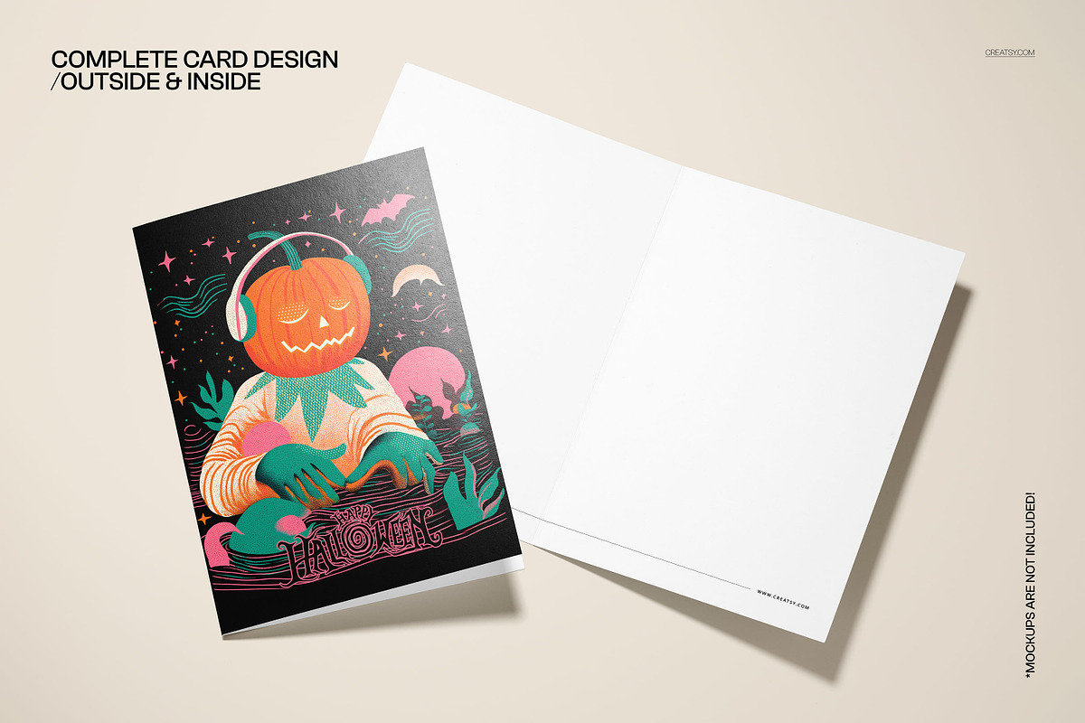 Vintage Halloween 5x7 Card Template, a Card Template by creatsy5 (Photo 3 of 5)