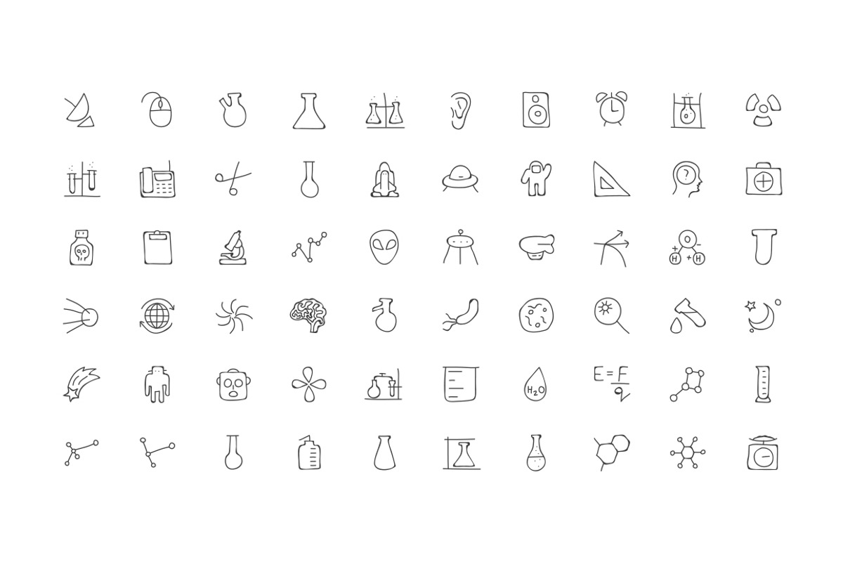 160 Science Hand Drawn Doodle Icons, an Outline Icon by Creative Stall (Photo 3 of 4)