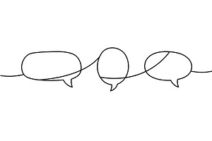 Continuous line art of three speech, an Object Illustration by GraphiShop