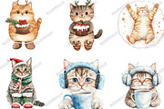 Whimsical Christmas Cats Clipart, an Illustration by designcity5 (Thumbnail 2 of 5)