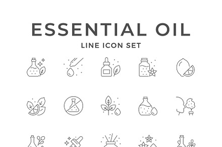 Set line icons of essential oil, an Outline Icon by motorama