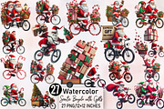 Santa Bicycle with Gifts Clipart Bun, an Illustration by SVGArt (Thumbnail 1 of 7)