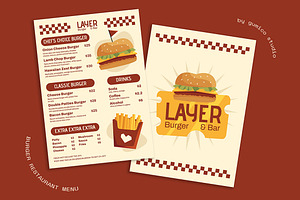 Burger Restaurant Menu, a Stationery Template by Gumico Studio.