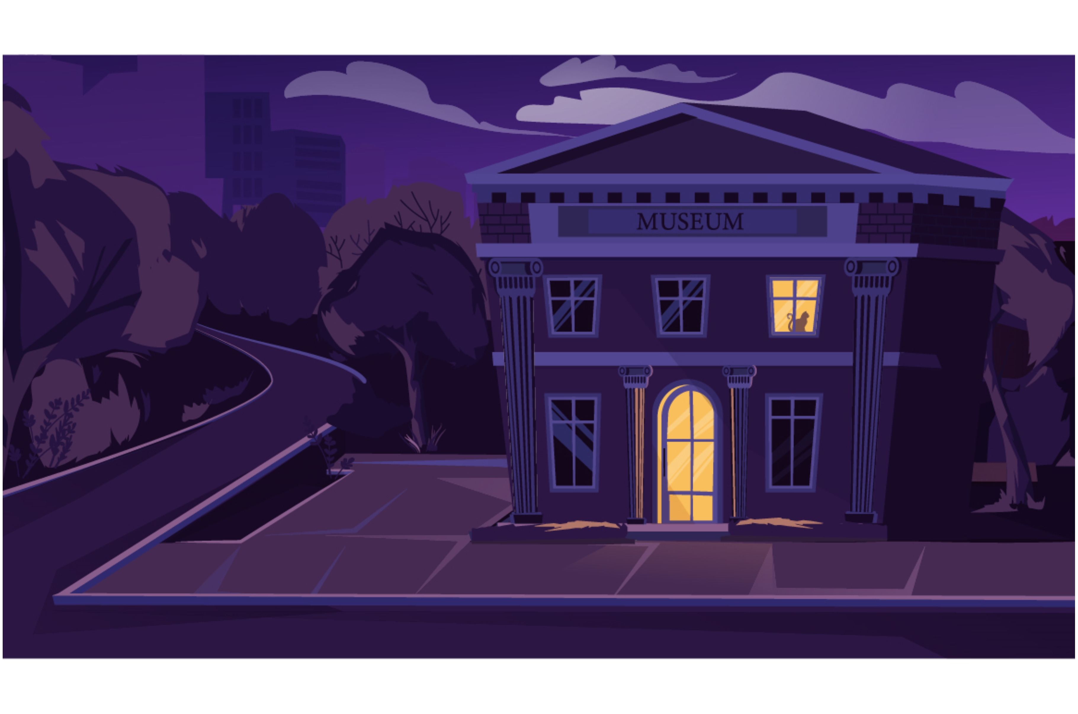 Museum at night concept flat, an Education Illustration by Dessign Sells