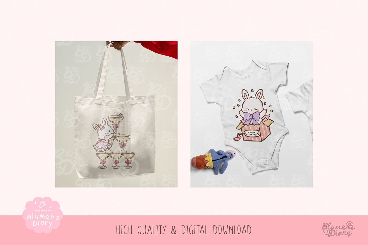 Confetti Bunny Birthday Clipart, an Animal Illustration by Blumensdiary (Photo 5 of 6)