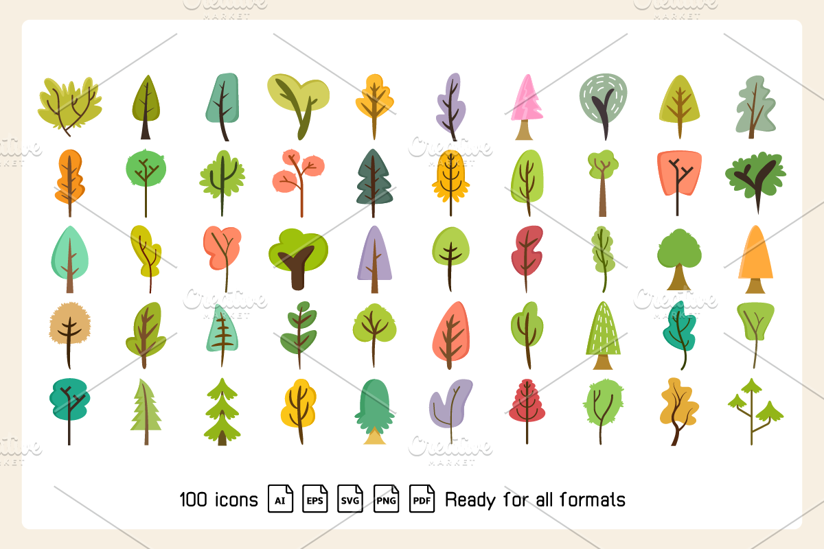 Park Tree, Pine and Plant Clip arts, a Decorative Illustration by Designfour (Photo 3 of 6)