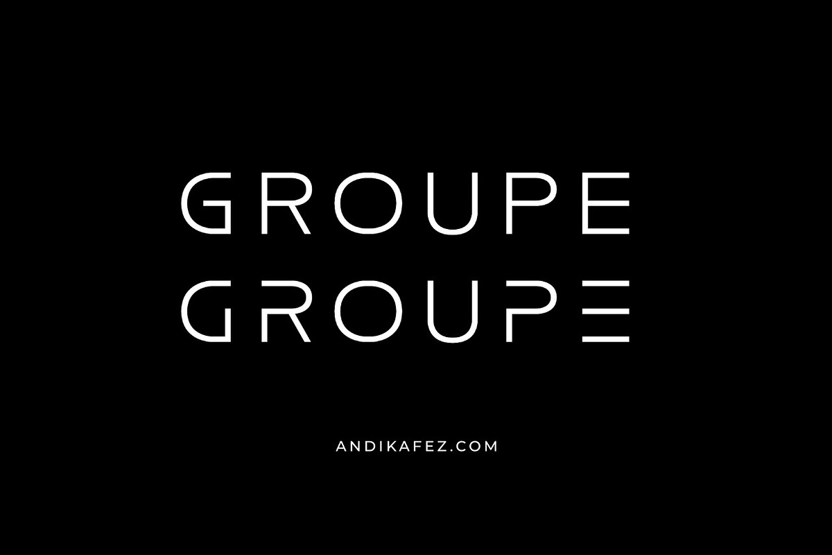 Groupe Modern Vintage Tech Logo Font, a Sans Serif Font by Andika Fez (Photo 4 of 9)