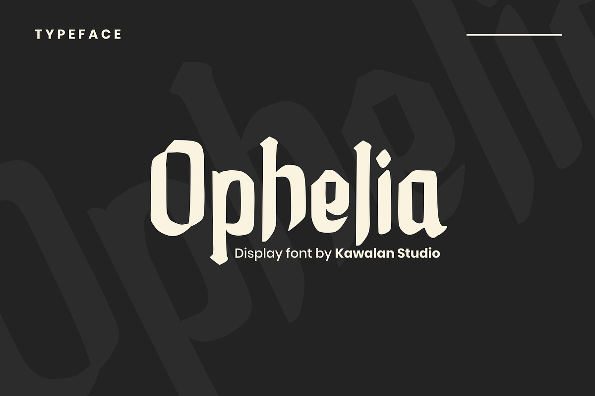 Ophelia | Display Font, a Blackletter Font by Kawalan Studio (Photo 1 of 6)