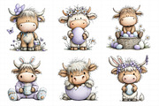 Whimsical Easter Highland Cow Clipar, an Illustration by Daily.Designs (Thumbnail 7 of 8)