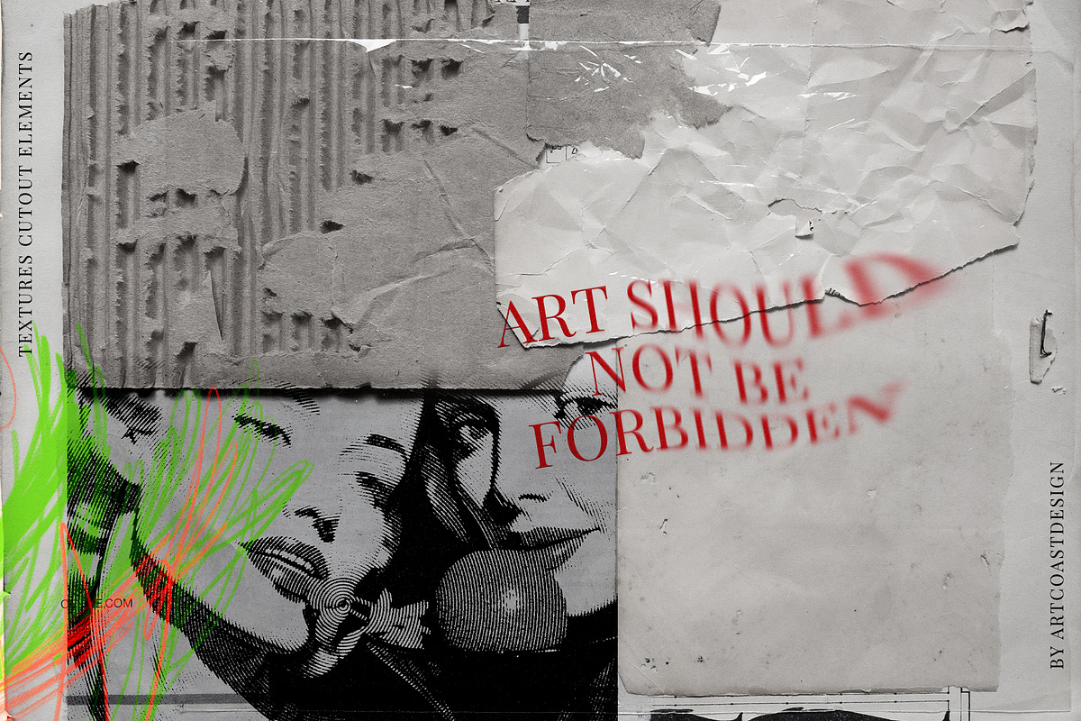 Grunge Paper Collage & Scribbles, a Texture Graphic by nadispasibenko (Photo 15 of 16)