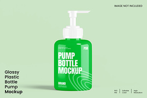 Glossy Plastic Bottle Pump Mockup, a Packaging Mockup by renderstockmarket