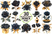 Black and Gold Rose Clipart, an Illustration by Pixels.Craft (Thumbnail 1 of 7)