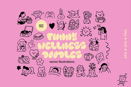 Funny wellness doodles, an Object Graphic by divanovskaya_nv