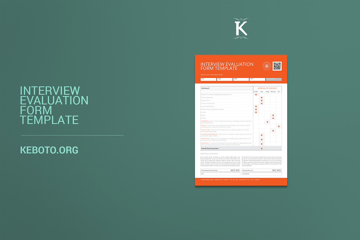 Interview Evaluation Form Template, a Templates & Theme by Keboto