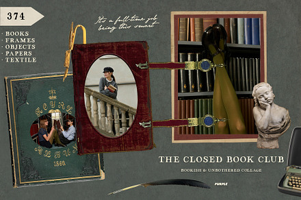 The Closed Book Club Vintage Collage, an Object Graphic by Purple
