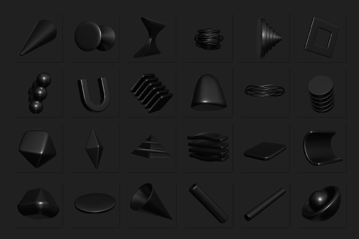 240 Black Abstract 3D Shapes, an Object Graphic by Cursedesign (Photo 2 of 6)