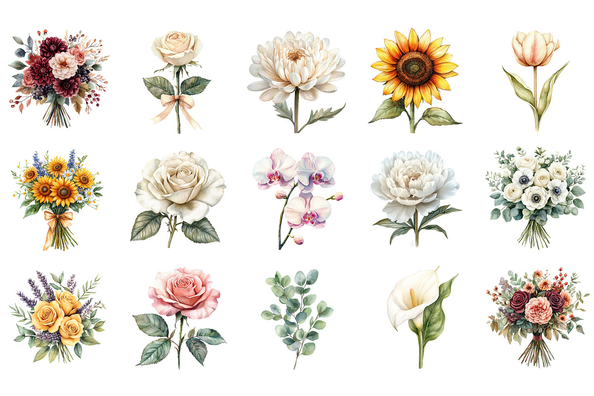 Wedding Flowers Clipart, an Illustration by Designking (Photo 3 of 5)