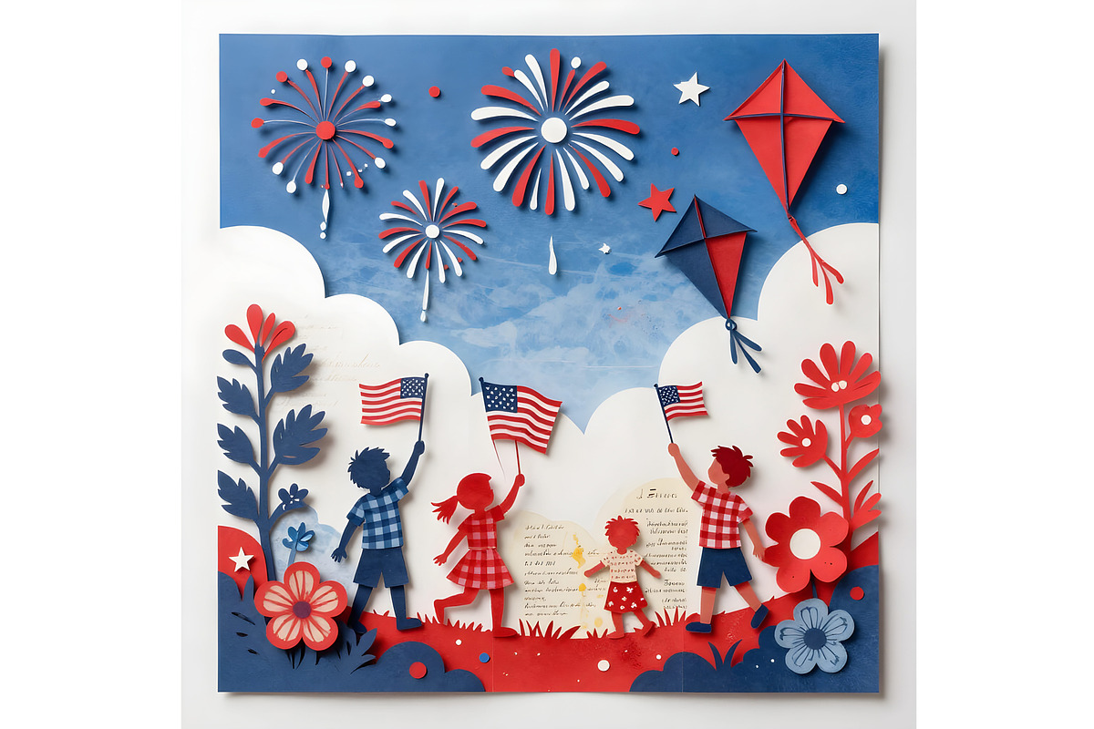 4th of July Paper Cutting 2, a Person Illustration by Sharon Schwalbe (Photo 5 of 6)