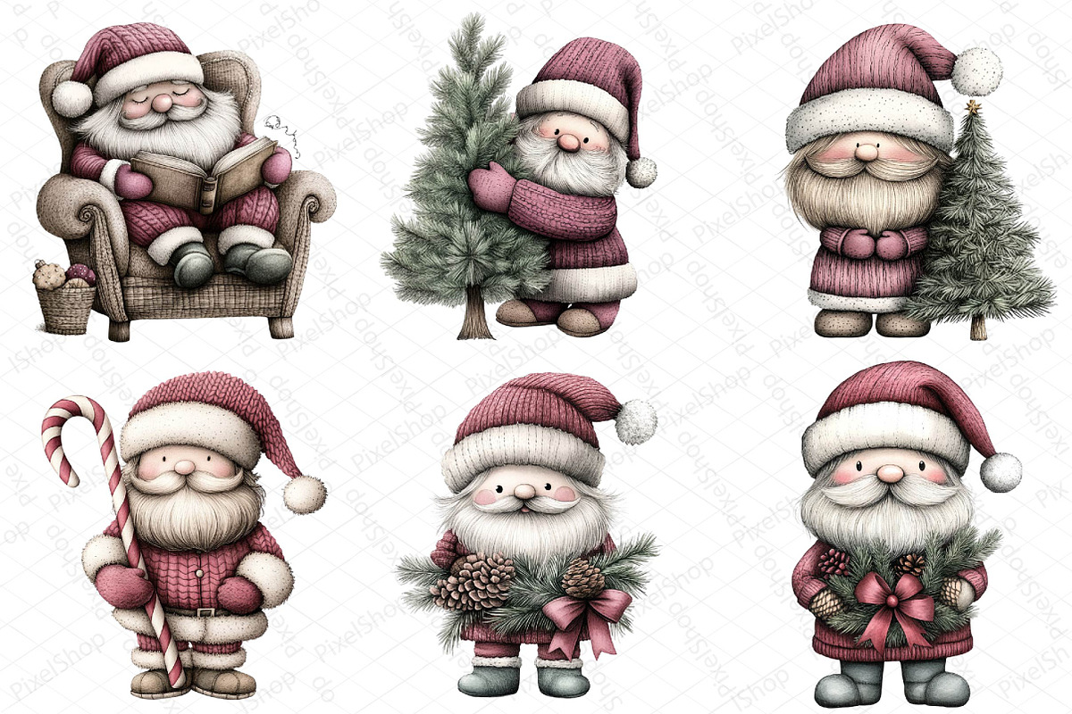 Christmas Whimsical Santa Clipart, an Illustration by DreamPrint404 (Photo 5 of 6)
