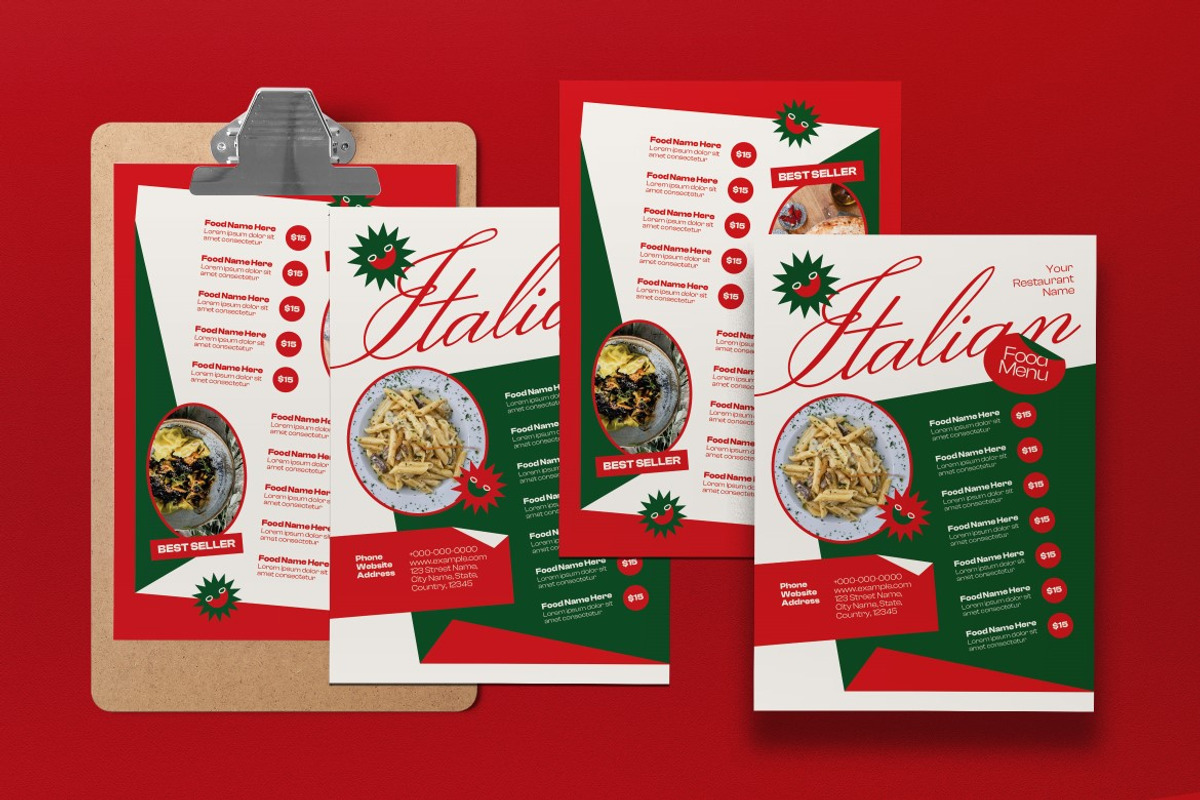 Red Modern Italian Food Menu, a Flyer Template by graphicook (Photo 4 of 4)