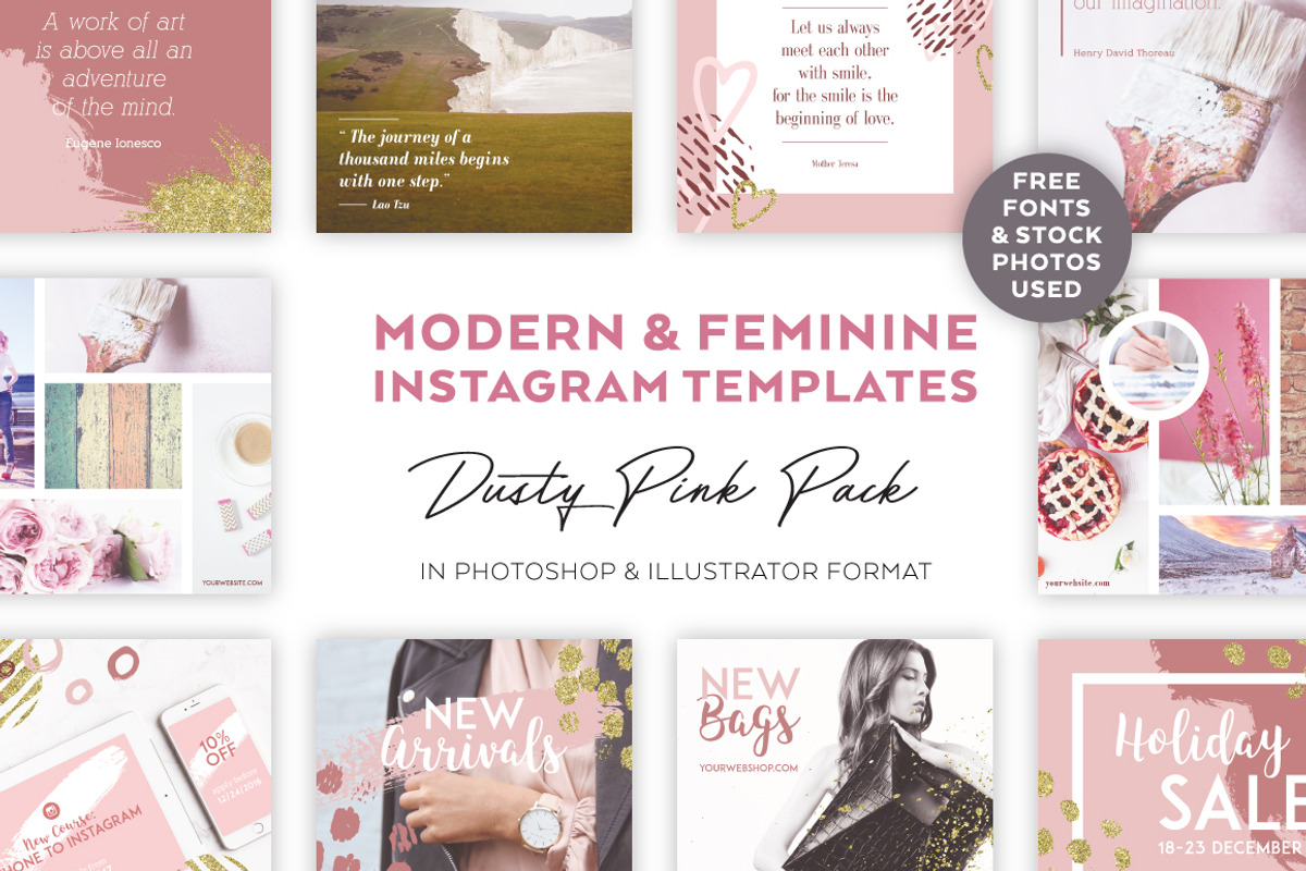 Dusty Pink INSTAGRAM BANNER Pack, a Social Media Template by Andimaginary Creative Co. (Photo 1 of 4)