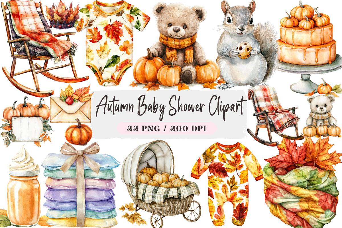 Autumn Baby Shower Clipart, an Illustration by DreamArtGraphic (Photo 1 of 4)