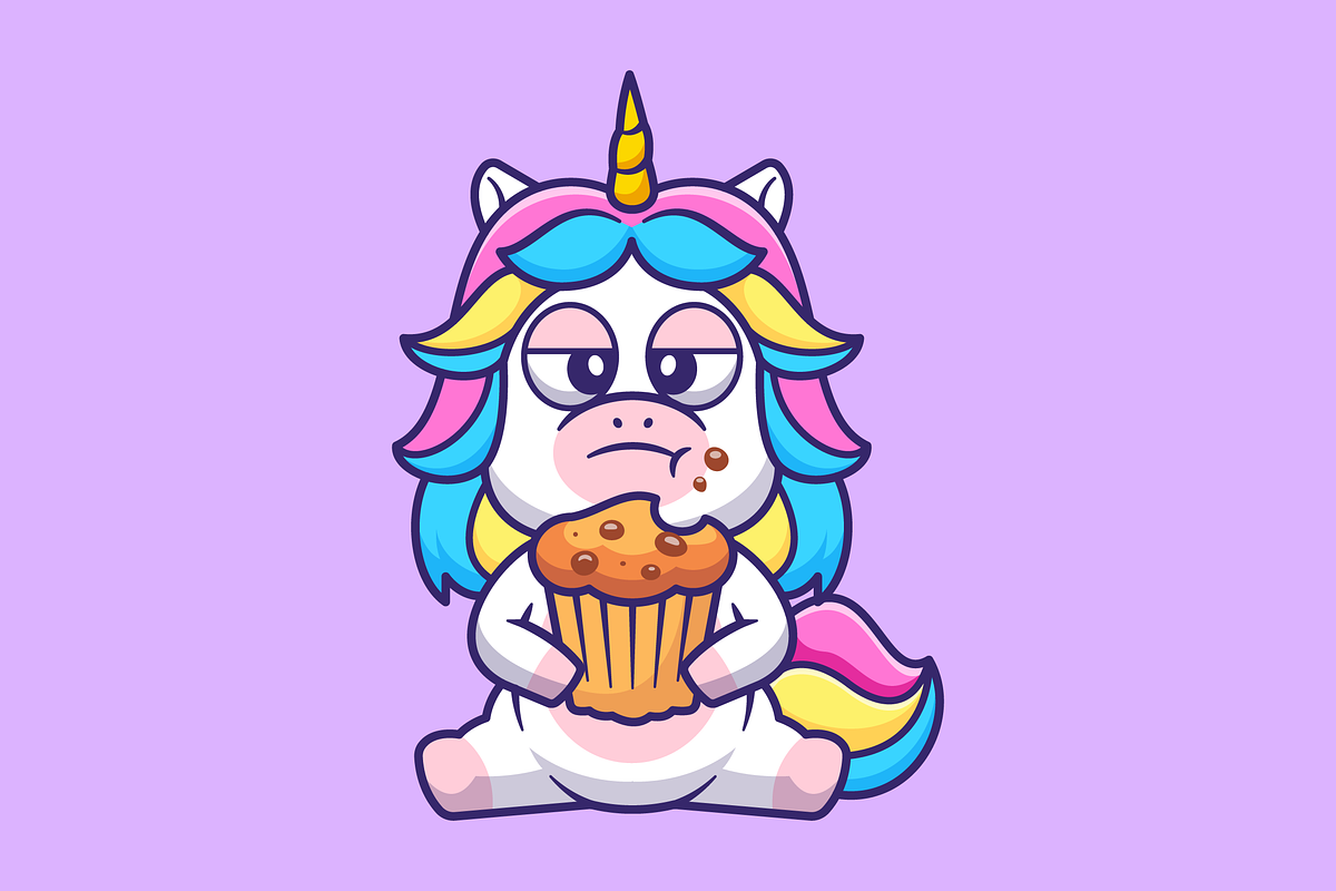 Cute Unicorn Eating Muffin Cupcake, an Animal Illustration by Catalyst Labs (Photo 2 of 3)
