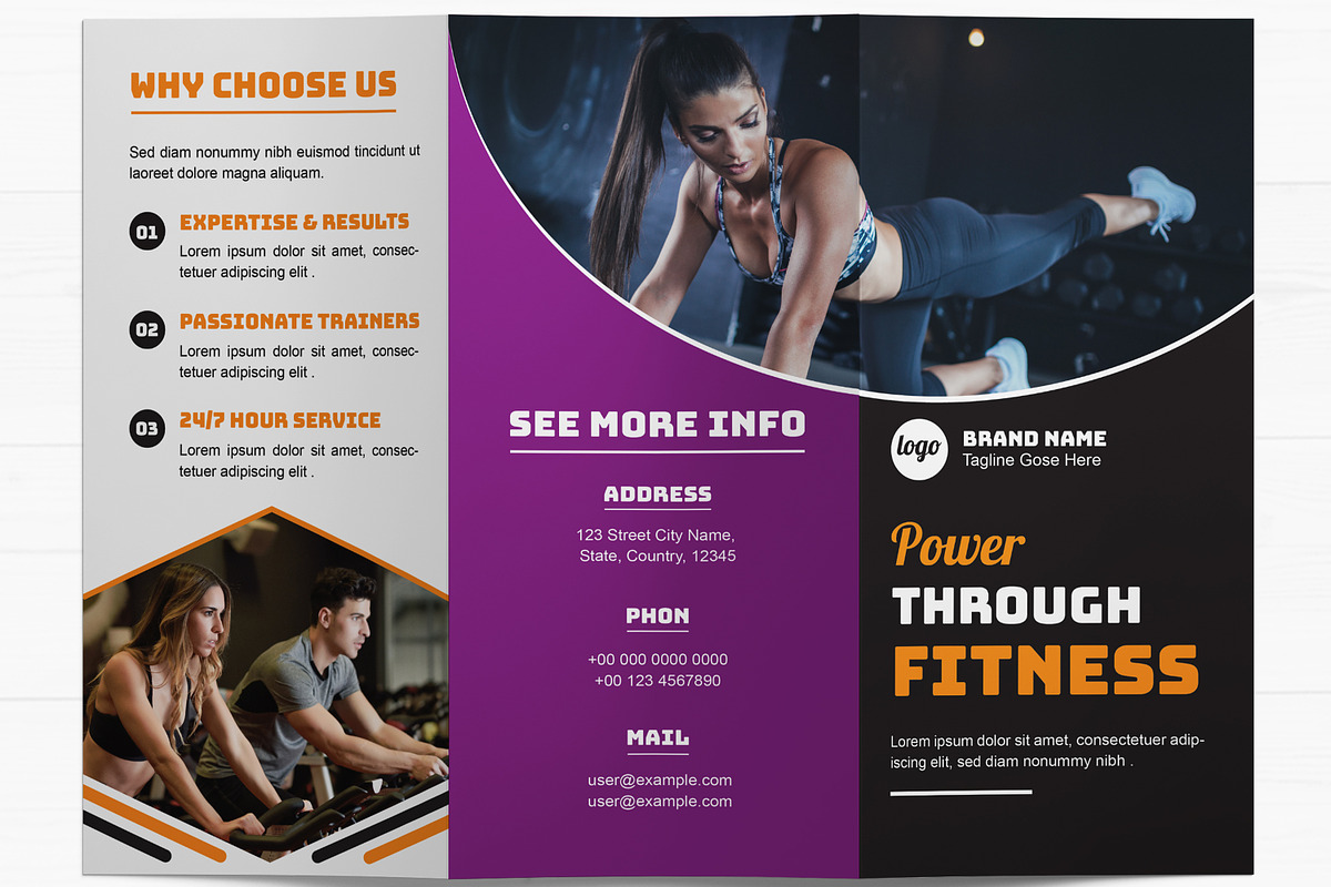 Fitness Trifold Brochure Layout, a Brochure Template by MightyDesign (Photo 2 of 7)