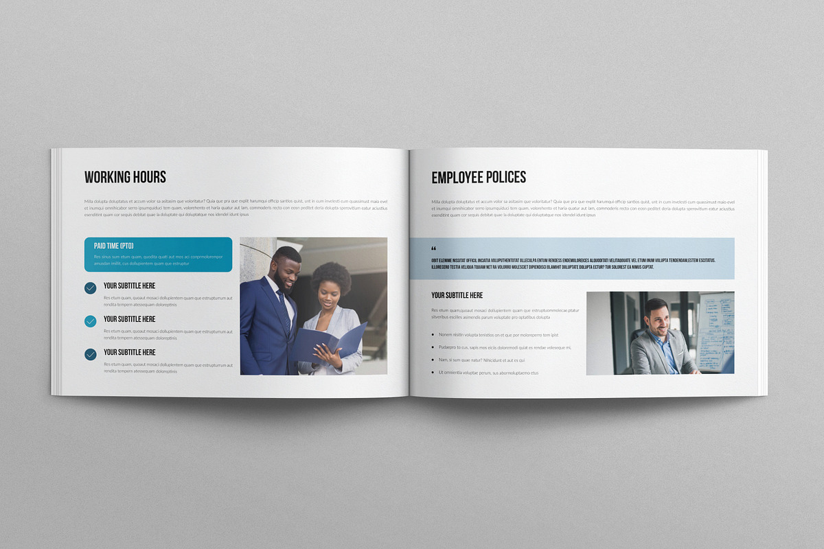 Employee Handbook Template Landscape, a Brochure Template by E-Type