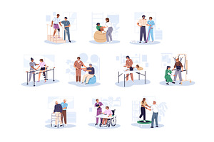 Rehabilitation, physiotherapy set, a Healthcare Illustration by PaperTrident