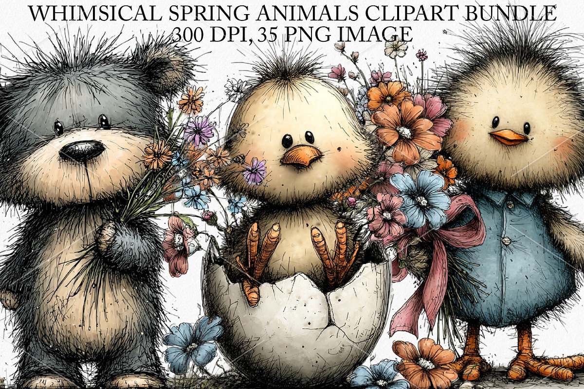 Whimsical Spring Animals Clipart PNG, an Illustration by Canvas Craft (Photo 1 of 7)