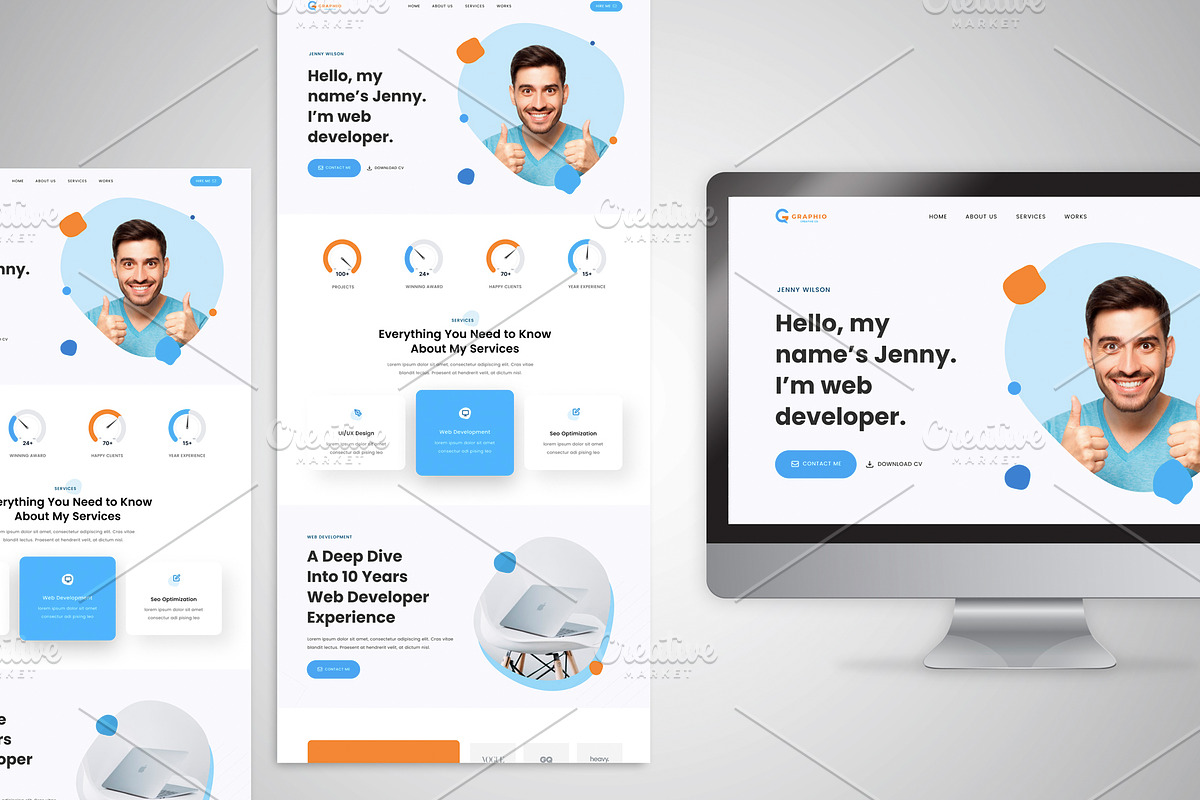 Graphio - Portfolio Landing Page, a Landing Page Template by Pixy Digital Canvas (Photo 3 of 9)