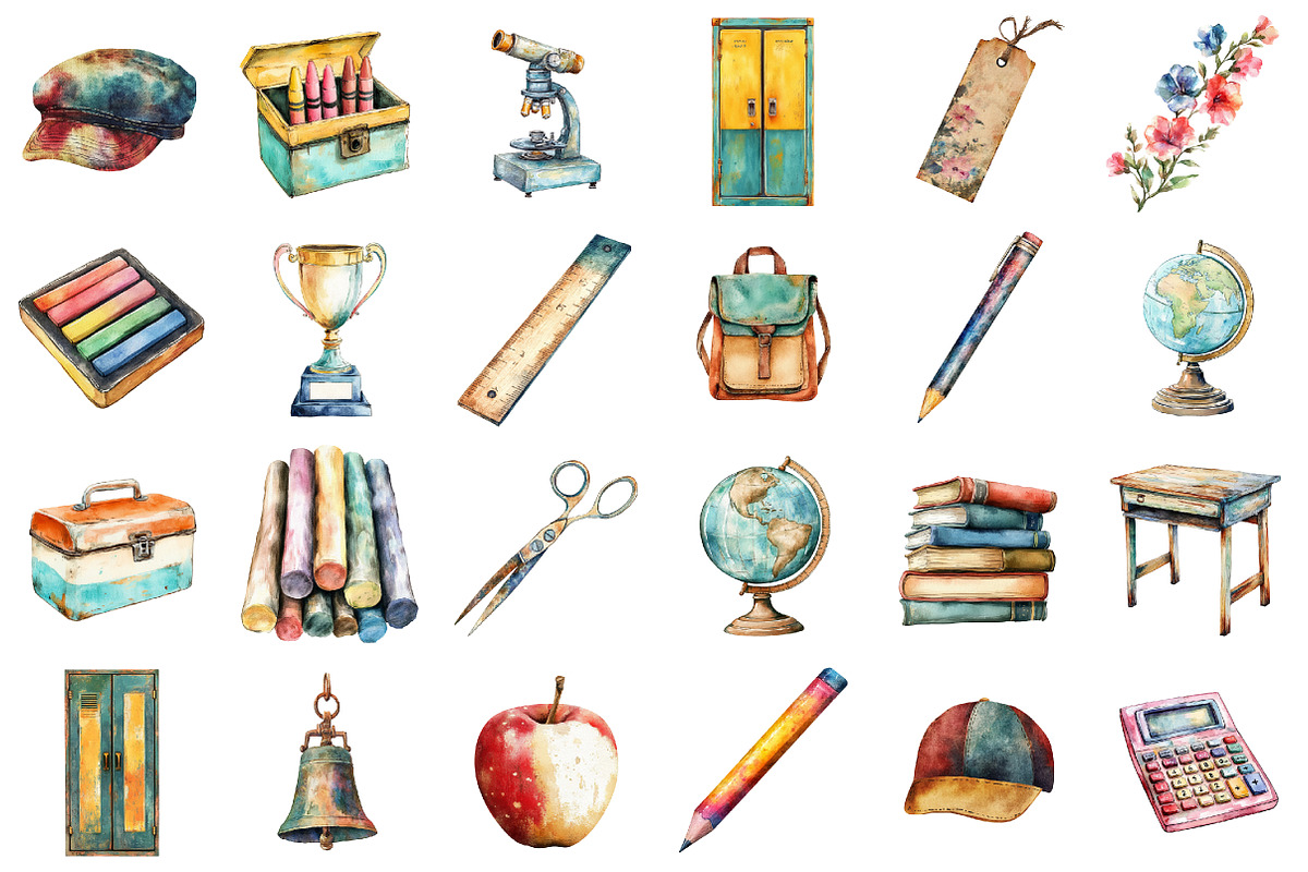 Distressed Back to School Clipart, a Seasonal Illustration by designcity5 (Photo 2 of 5)