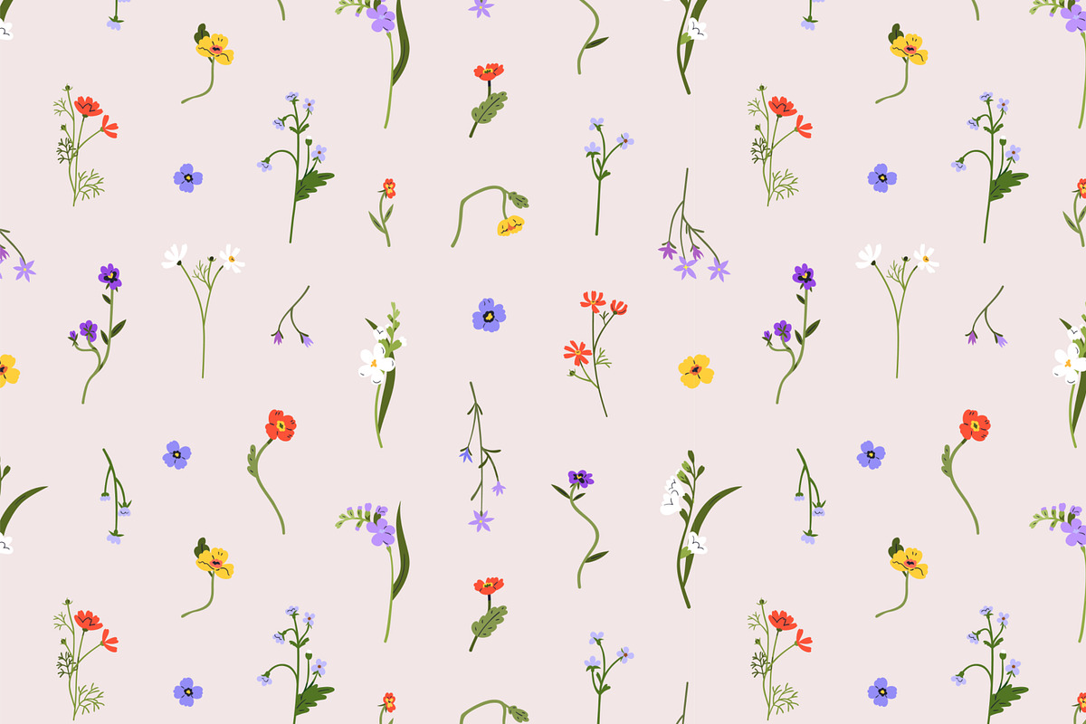 Delicate flowers seamless patterns, a Pattern Graphic by Good Studio