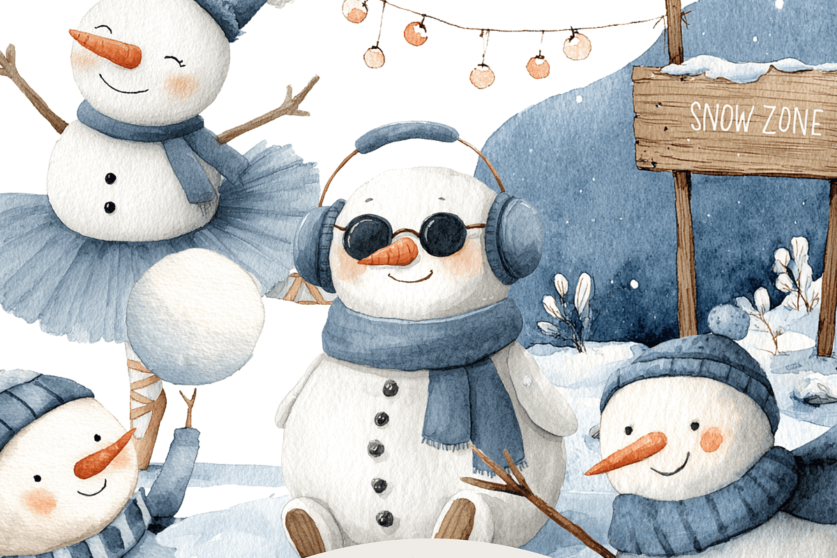25 Snowman Clipart, a Decorative Illustration by Pati Charm Studio (Photo 1 of 8)