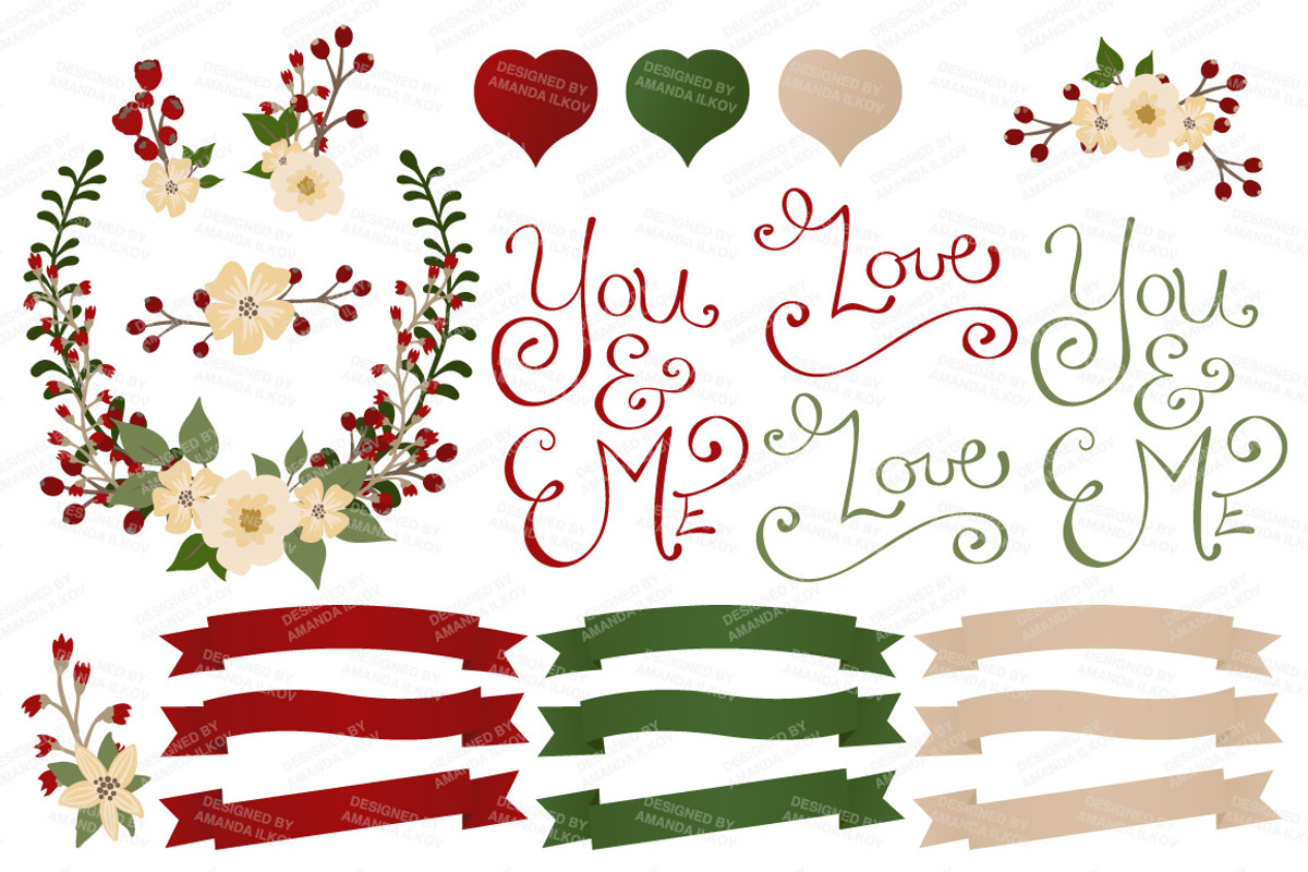 Christmas Floral Heart Vectors, an Illustration by Amanda Ilkov (Photo 4 of 4)