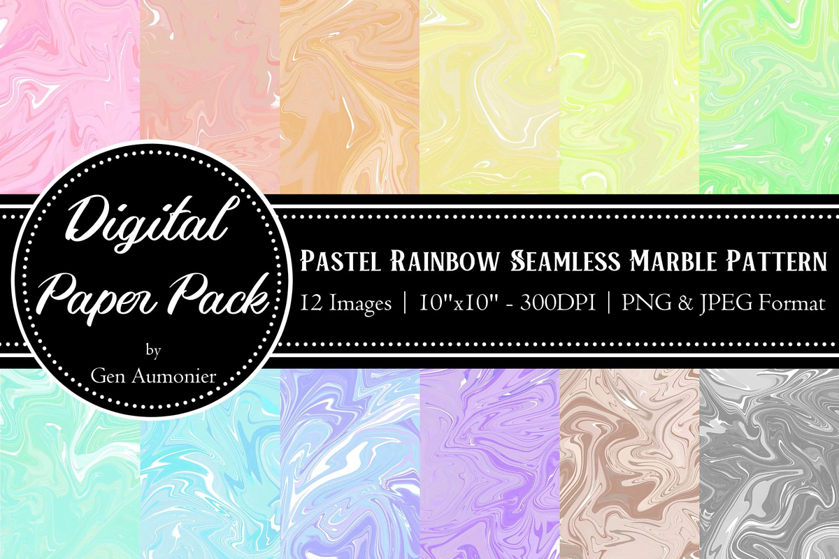 Pastel Marbled Paint Pattern Set, a Pattern Graphic by Gen Aumonier (Photo 1 of 10)