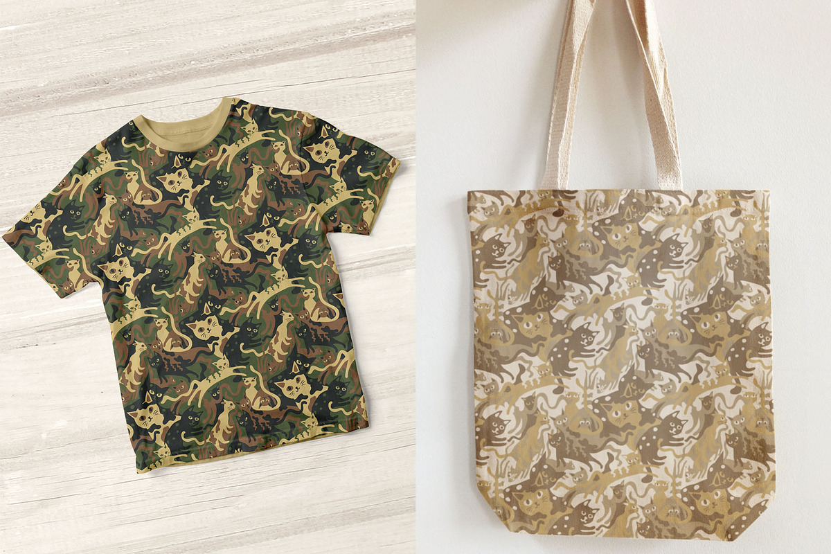 Camouflage pattern with CATS, a Pattern Graphic by pineart (Photo 5 of 6)