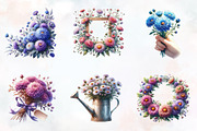 Aster Flower Watercolor Cliparts, an Illustration by RobertsArt (Thumbnail 3 of 8)
