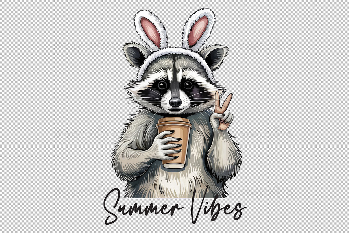 Funny Raccoon Iced Coffee ,Summer Vi, an Illustration by Sublimation Artist (Photo 2 of 6)