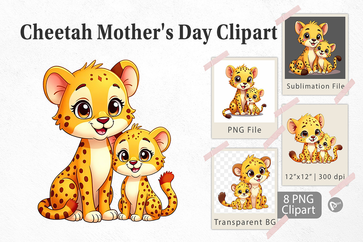 Cheetah Mother's Day Clipart, a Graphic by Artnoy (Photo 1 of 5)