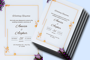 Gold Wedding Reception Invitation, an Invitation Template by Zoha Graphics