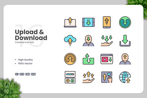 Upload and Download Colored Icons, an Icon by Upnowgraphic