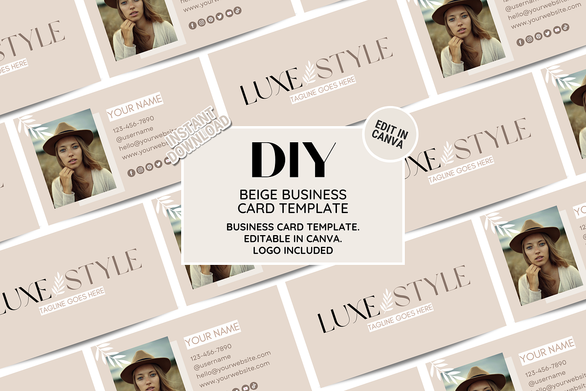 Beige Business Card Template, a Business Card Template by SunshineStudioBoutique (Photo 2 of 9)
